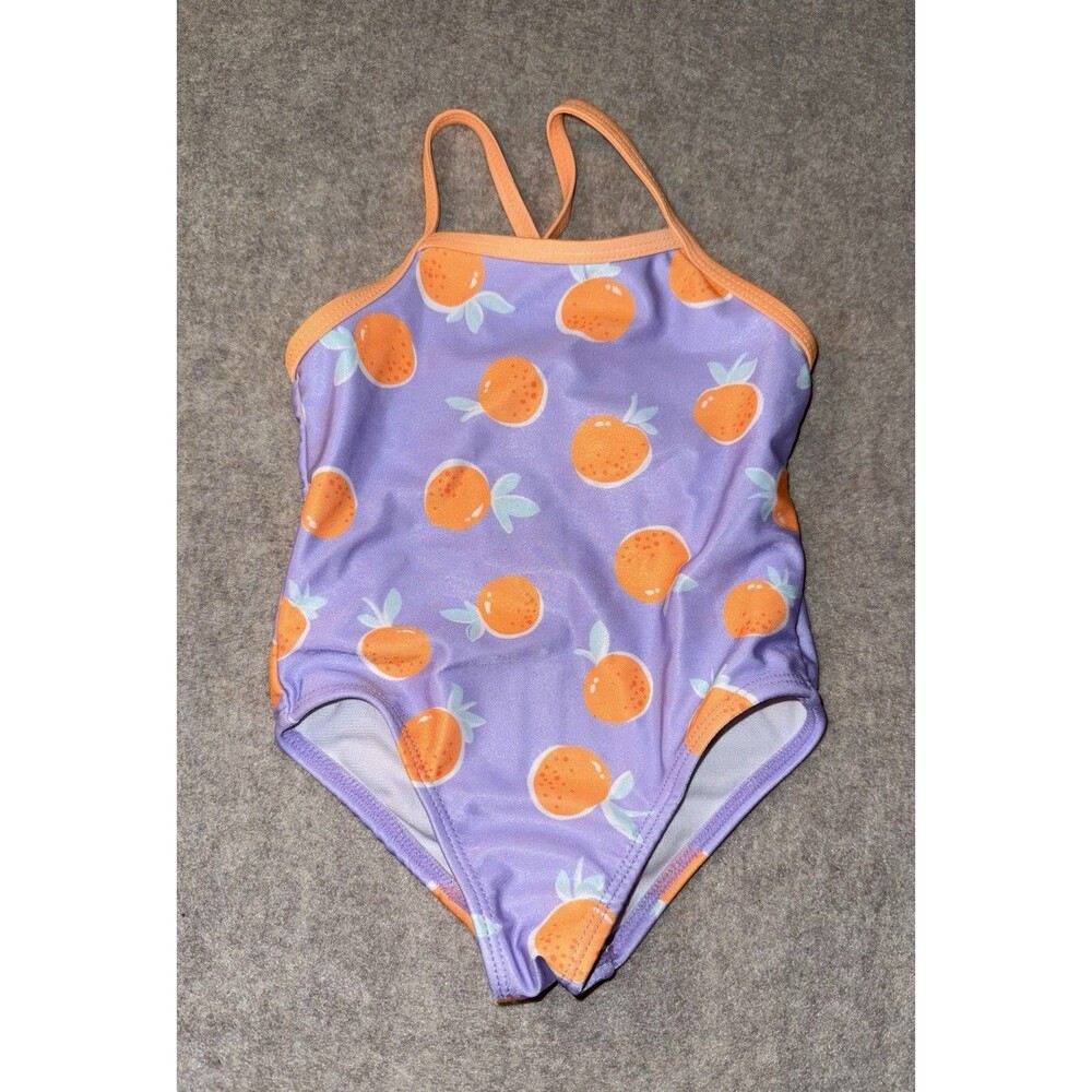 Wonder Nation Girls Size 2T One Piece Swimsuit Purple Oranges